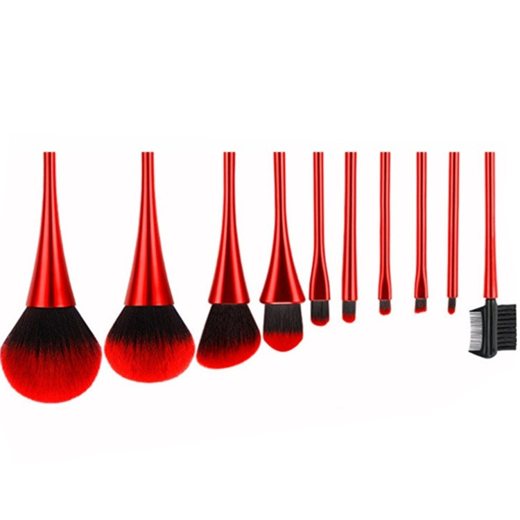 10 In 1 Small Waist Goblet Makeup Brush Set Beauty Tools(Red) - Makeup Brushes by PMC Jewellery | Online Shopping South Africa | PMC Jewellery