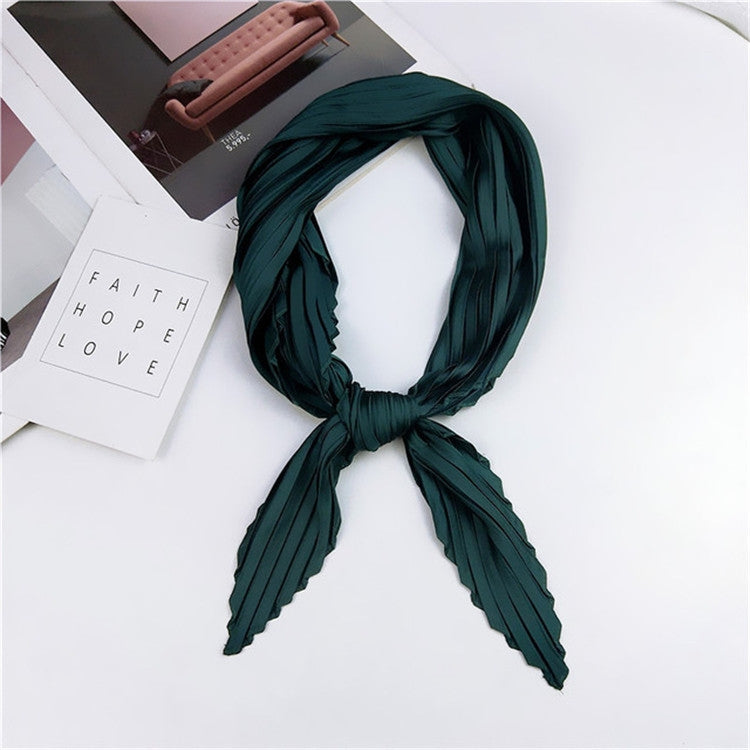 Ladies Retro Style Pleated Diamond Square Scarf Silk Scarf, Length: 70cm(Green) - Scarf by PMC Jewellery | Online Shopping South Africa | PMC Jewellery