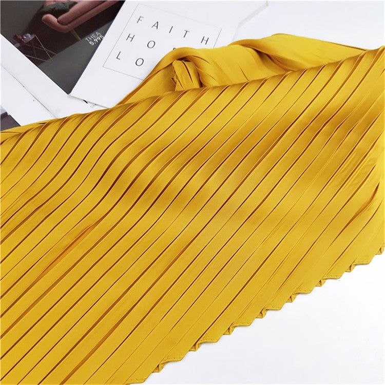 Ladies Retro Style Pleated Diamond Square Scarf Silk Scarf, Length: 70cm(Khaki) - Scarf by PMC Jewellery | Online Shopping South Africa | PMC Jewellery