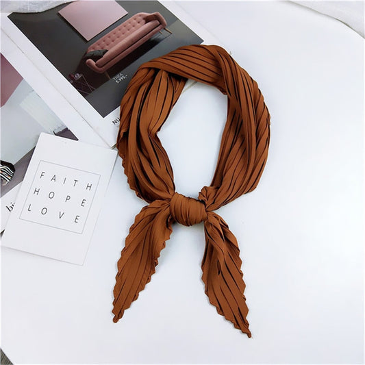 Ladies Retro Style Pleated Diamond Square Scarf Silk Scarf, Length: 70cm(Caramel) - Scarf by PMC Jewellery | Online Shopping South Africa | PMC Jewellery