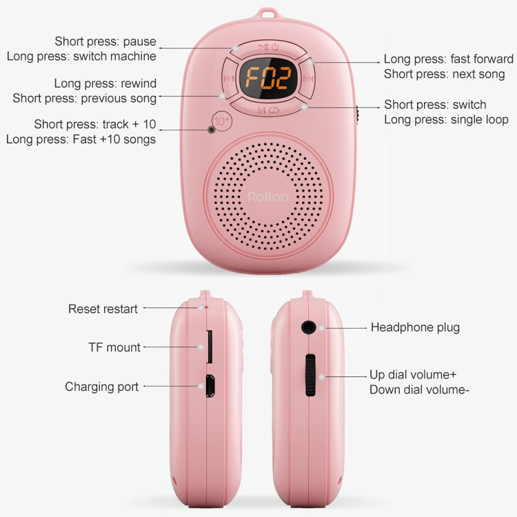 Rolton E200 Mobile Phone Wireless Bluetooth Speaker Mini Portable Outdoor Small Audio Subwoofer Speaker(Pink) - Mini Speaker by Rolton | Online Shopping South Africa | PMC TechLife | Buy Now Pay Later Mobicred