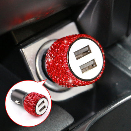 Diamond Car Dual USB Charge Mobile Phone Safety Hammer Charger(red red) - Car Charger by PMC Jewellery | Online Shopping South Africa | PMC Jewellery