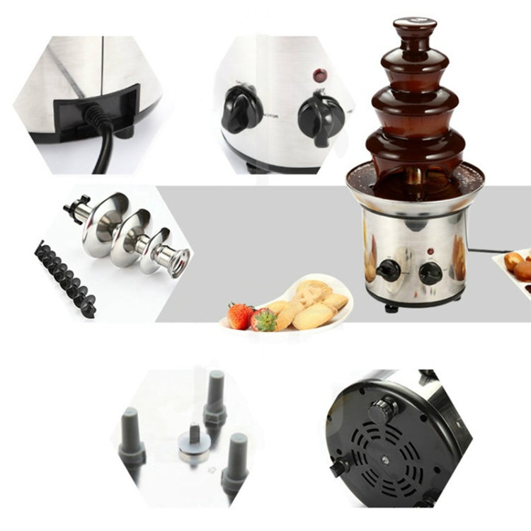 4 Layers Electrical Chocolate Fountain Chocolate Melt Fondue Waterfall Machine - Electric Skillets by PMC Jewellery | Online Shopping South Africa | PMC Jewellery | Buy Now Pay Later Mobicred