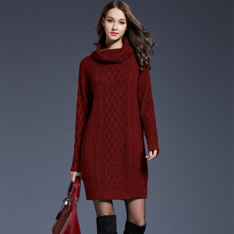 Autumn And Winter Knitwear Dresses Long Turtleneck Sweater For Women, Size: L(Wine Red) - Sweater by PMC Jewellery | Online Shopping South Africa | PMC Jewellery