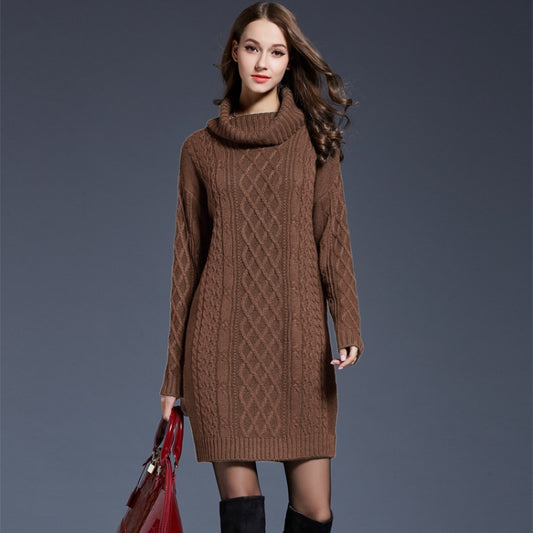 Autumn And Winter Knitwear Dresses Long Turtleneck Sweater For Women, Size: L(Camel) - Sweater by PMC Jewellery | Online Shopping South Africa | PMC Jewellery