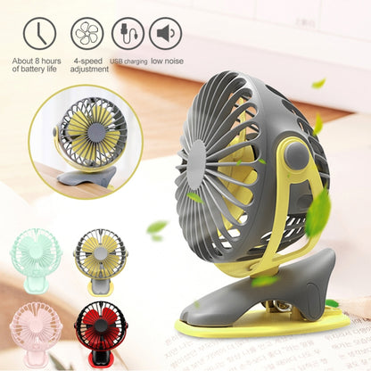 360 Degree -Round Rotation Mini Cooling Air Fan 4 Speed Adjustable Portable USB Rechargeable Desktop Clip Fan(Gray) - Electric Fans by PMC Jewellery | Online Shopping South Africa | PMC Jewellery