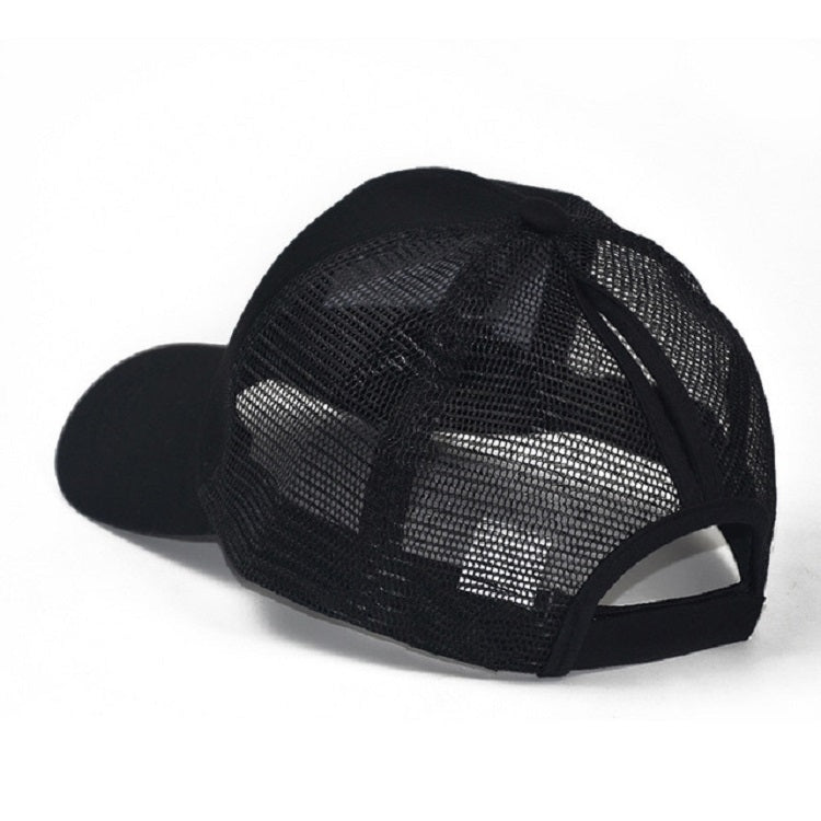 Summer Cotton Mesh Opening Ponytail Hat Sunscreen Baseball Cap, Specification:No Mark(Black) - Peaked Cap by PMC Jewellery | Online Shopping South Africa | PMC Jewellery