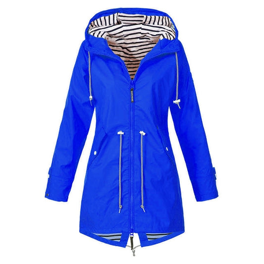 Women Waterproof Rain Jacket Hooded Raincoat, Size:M(Blue) - Hoodie by PMC Jewellery | Online Shopping South Africa | PMC Jewellery