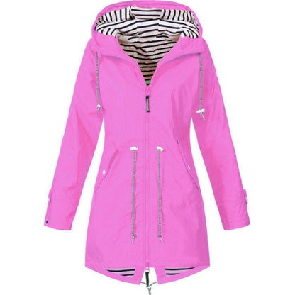 Women Waterproof Rain Jacket Hooded Raincoat, Size:L(Pink) - Hoodie by PMC Jewellery | Online Shopping South Africa | PMC Jewellery