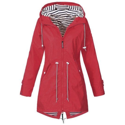 Women Waterproof Rain Jacket Hooded Raincoat, Size:XXL(Red) - Hoodie by PMC Jewellery | Online Shopping South Africa | PMC Jewellery