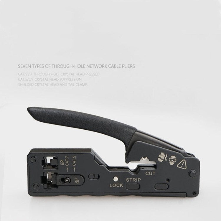 Multifunctional Seven-type Through-hole Crystal Head 6P8P Wire Stripping Network Tool Extrusion Crimping Wire Network Cable Pliers - Lan Cable and Tools by PMC TechLife | Online Shopping South Africa | PMC TechLife