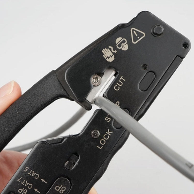 Multifunctional Seven-type Through-hole Crystal Head 6P8P Wire Stripping Network Tool Extrusion Crimping Wire Network Cable Pliers - Lan Cable and Tools by PMC TechLife | Online Shopping South Africa | PMC TechLife