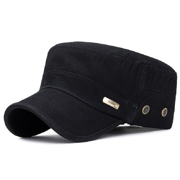 Men Washed Distress Bamboo Cotton Cloth Cap Large Mesh Flat Cap(Black) - Peaked Cap by PMC Jewellery | Online Shopping South Africa | PMC Jewellery