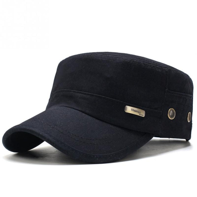 Men Washed Distress Bamboo Cotton Cloth Cap Large Mesh Flat Cap(Black) - Peaked Cap by PMC Jewellery | Online Shopping South Africa | PMC Jewellery