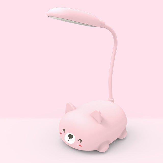 Cartoon Cat Design LED Eye Protection Reading Lamp USB Rechargeable Desk Lamp(Pink) -  by PMC TechLife | Online Shopping South Africa | PMC TechLife