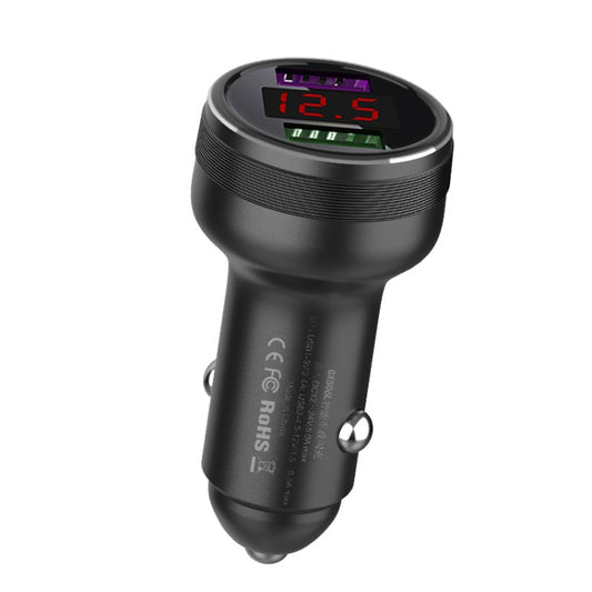 QIAKEY GX506L Dual USB Fast Charge Car Charger(Black) - Car Charger by QIAKEY | Online Shopping South Africa | PMC Jewellery | Buy Now Pay Later Mobicred