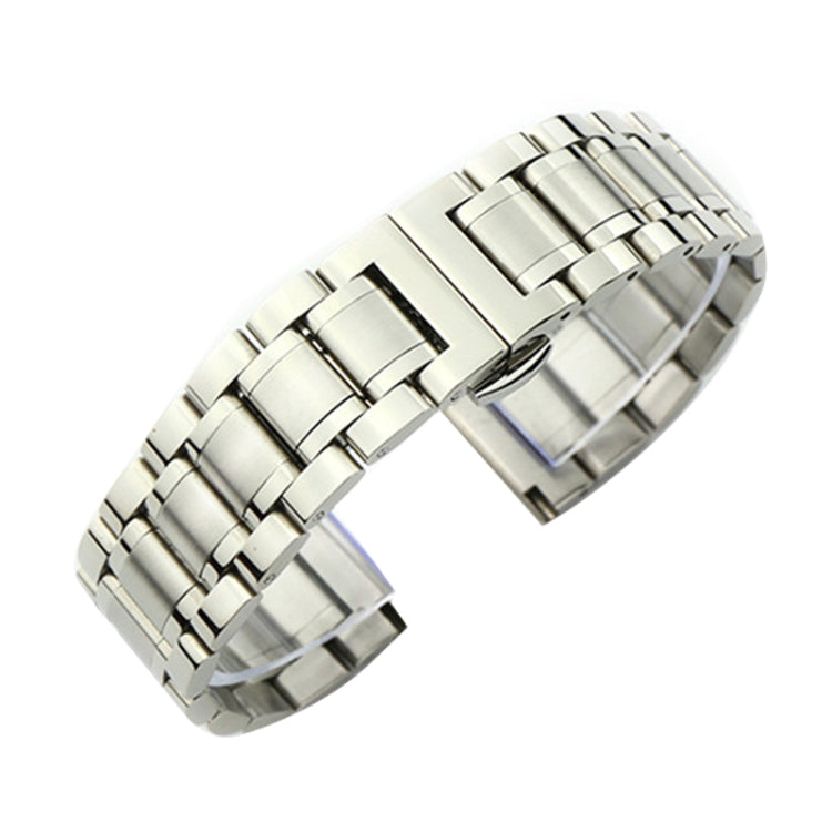 22mm Steel Bracelet Butterfly Buckle Five Beads Unisex Stainless Steel Solid Watch Strap, Color:Silver - 22mm Bands by PMC TechLife | Online Shopping South Africa | PMC TechLife