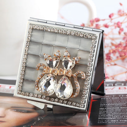 Hand-studded Mini Folding Cosmetic Mirror Portable Mirror Double Sided Mirror - Mirror by PMC Jewellery | Online Shopping South Africa | PMC Jewellery