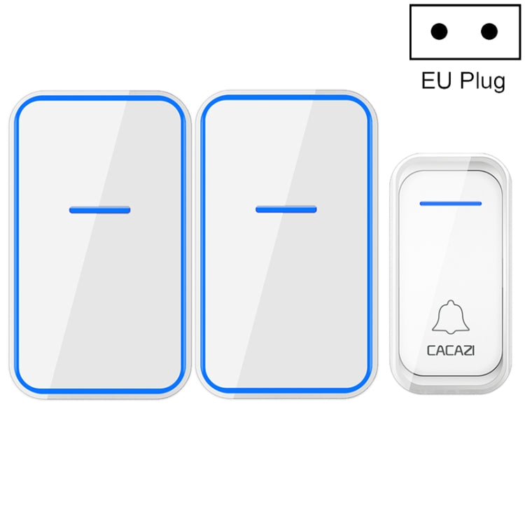 CACAZI A68-2 One to Two Wireless Remote Control Electronic Doorbell Home Smart Digital Wireless Doorbell, Style:EU Plug(White) - Wireless Doorbell by CACAZI | Online Shopping South Africa | PMC Jewellery | Buy Now Pay Later Mobicred