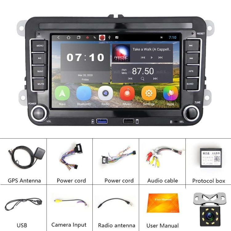 For Volkswagen Q3300KT 7-inch 1+16G Car Multimedia Player Navigation Bluetooth Reversing Integrated Machine Android 10.0, Style:Standard+12Lights Camera - Car MP3 & MP4 & MP5 by PMC Jewellery | Online Shopping South Africa | PMC Jewellery