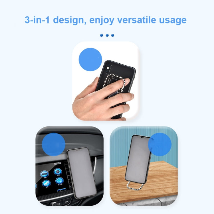 Metal Car Mobile Phone Folding Bracket Ring Buckle Paste Bracket,Style: Square(Black) - Ring Holder by PMC TechLife | Online Shopping South Africa | PMC TechLife