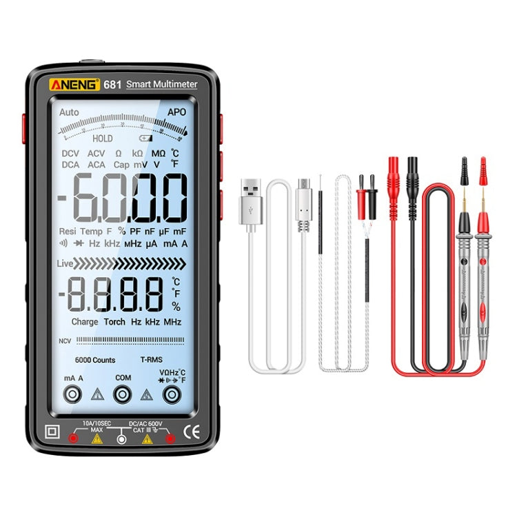 ANENG 681 LCD Digital Display Screen Smart Automatic Range Rechargeable Multimeter(Black) - free shipping - PMC TechLife - Order now!