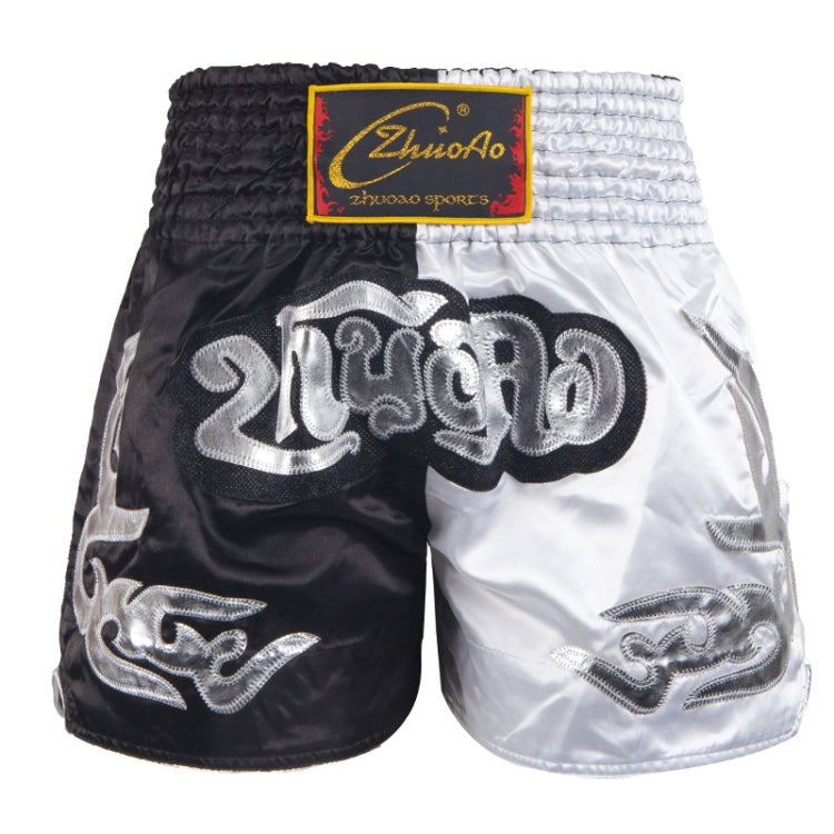 ZhuoAo Muay Thai/Boxing/Sanshou/Fighting Shorts for Men and Women, Size:L(Classic Black White) - Sportswear by ZhuoAo | Online Shopping South Africa | PMC Jewellery | Buy Now Pay Later Mobicred