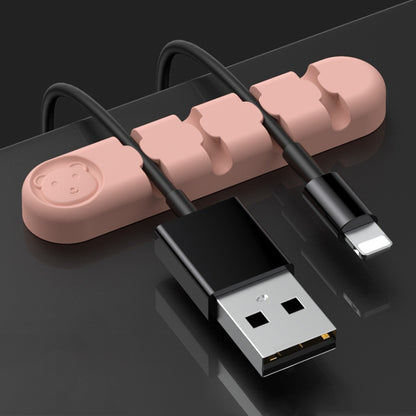 5 PCS 4 Holes Bear Silicone Desktop Data Cable Organizing And Fixing Device(Sand Pink) - Cable Organizer by PMC Jewellery | Online Shopping South Africa | PMC Jewellery