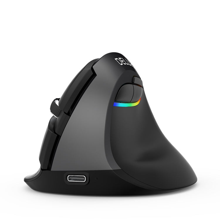 DELUX M618Mini Colorful Wireless Luminous Vertical Mouse Bluetooth Rechargeable Vertical Mouse(Classic black) - Wireless Mice by DELUX | Online Shopping South Africa | PMC Jewellery | Buy Now Pay Later Mobicred