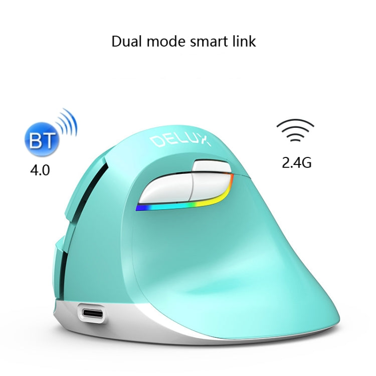 DELUX M618Mini Colorful Wireless Luminous Vertical Mouse Bluetooth Rechargeable Vertical Mouse(Classic black) - Wireless Mice by DELUX | Online Shopping South Africa | PMC TechLife | Buy Now Pay Later Mobicred