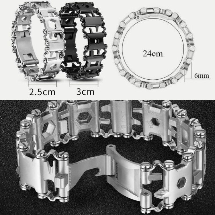 Multifunctional Stainless Steel Outdoor Survive Tool Bracelet for Men(Wide Silver) - Emergency Tools by PMC TechLife | Online Shopping South Africa | PMC TechLife | Buy Now Pay Later Mobicred