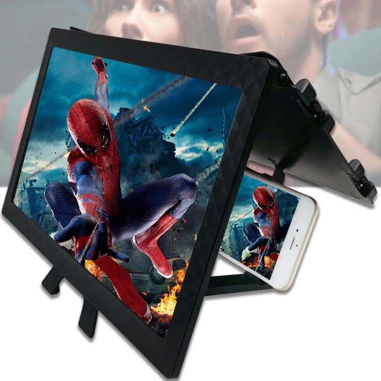 F13 12 inch Mobile Phone Screen Amplifier Foldable Three-sided Shading HD Blu-ray 3D Video Amplifier(Black) - Screen Magnifier by PMC Jewellery | Online Shopping South Africa | PMC Jewellery