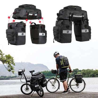 Rhinowalk Three-in-one Multifunctional Bicycle Rear Shelf Pannier Waterproof Long-distance Equipment(Black Green) - Bicycle Bags by Rhinowalk | Online Shopping South Africa | PMC Jewellery | Buy Now Pay Later Mobicred