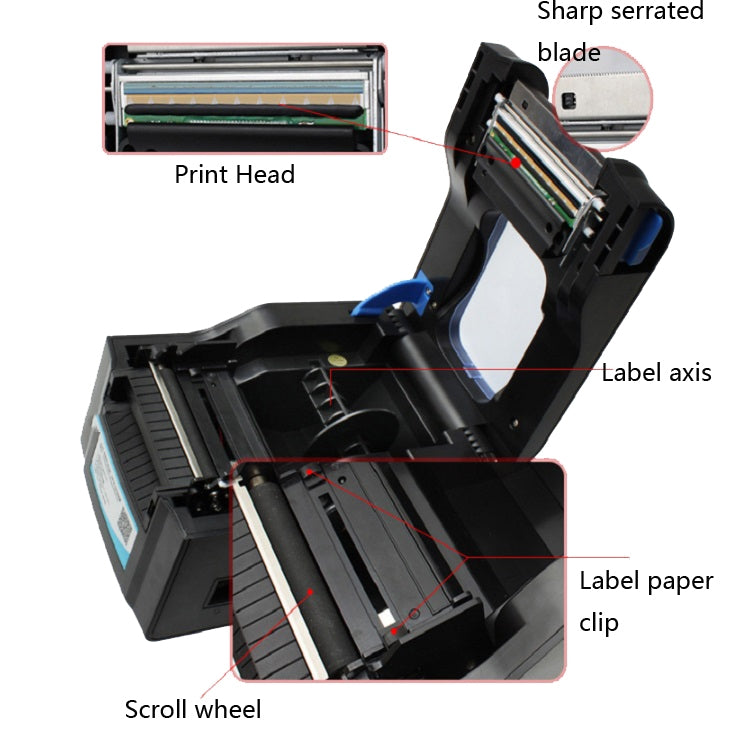 Xprinter XP-370B Barcode Printer Self-adhesive QR Code Printer Label Clothing Tag Thermal Ticket Machine(EU Plug) - free shipping - PMC TechLife - Order now!