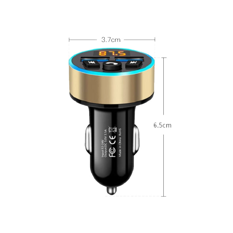 Halo Car MP3 Bluetooth Player Car Charger Car FM Transmitter 3.1A Car Charger(Tyrant Gold) - Car Charger by PMC Jewellery | Online Shopping South Africa | PMC Jewellery