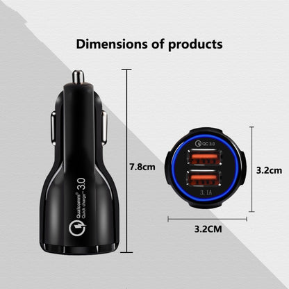 2 PCS QC3.0+3.1A Car Charger Dual USB 6A Halo Wine Bottle Fast Charge Car Charger(Elegant Black) - Car Charger by PMC Jewellery | Online Shopping South Africa | PMC Jewellery