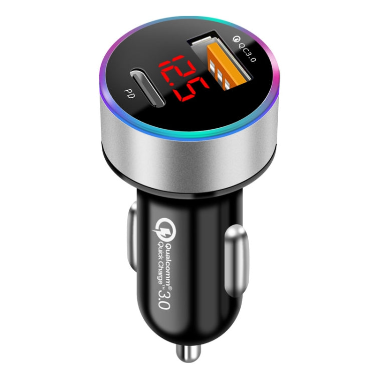 Aluminum Alloy Digital Display PD+QC3.0 Car Charger Multifunctional Car Charger(Snowflake Silver) - Car Charger by PMC Jewellery | Online Shopping South Africa | PMC Jewellery