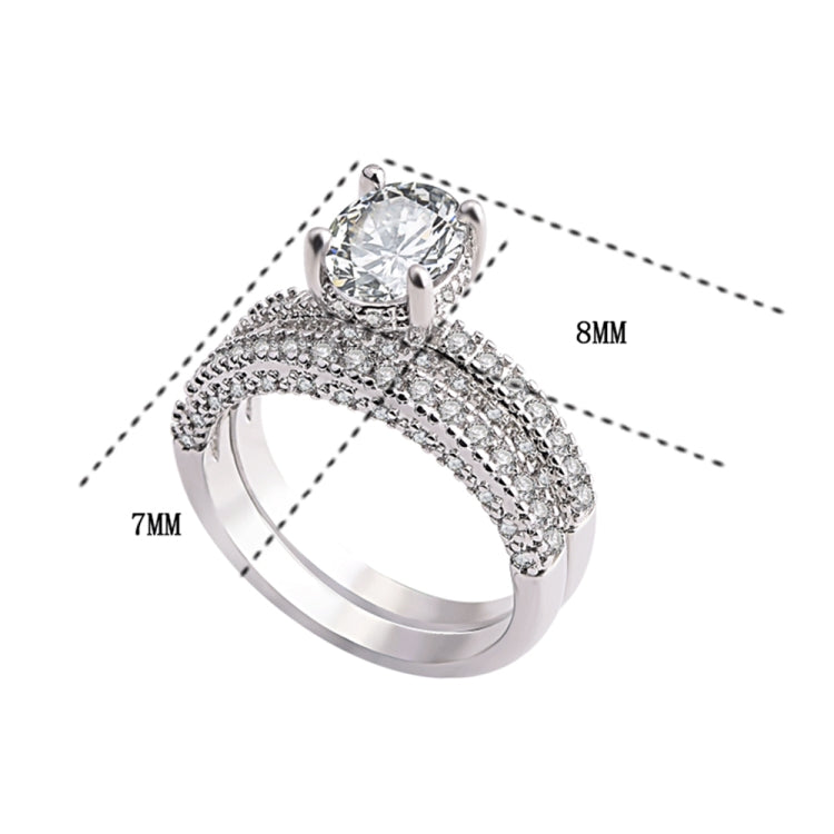 Double Row For Women Fashion Cubic Zirconia Wedding Engagement ring, Ring Size:8(White Gold Deputy Ring) - Rings by PMC Jewellery | Online Shopping South Africa | PMC Jewellery | Buy Now Pay Later Mobicred