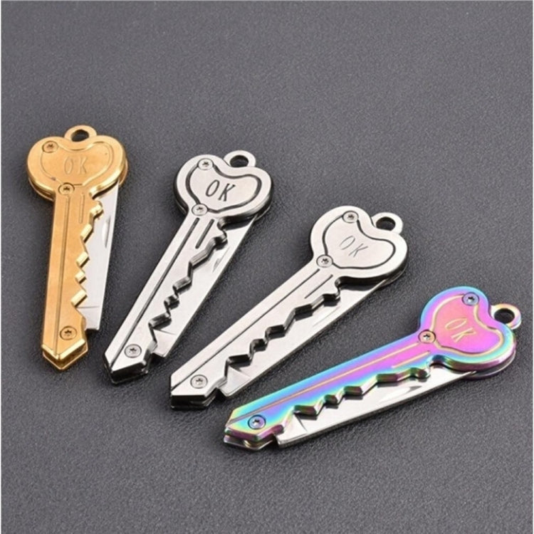 Mini Key Knife Camp Outdoor Keyring Ring Keychain Fold Self Defense Security Multi Tool(Gold) - Self-defense Protection by PMC Jewellery | Online Shopping South Africa | PMC Jewellery