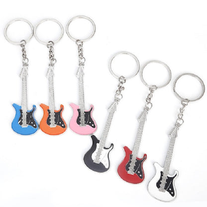 2 PCS Creative Guitar Keychain Metal Musical Instrument Pendant(Red) - Key Rings by PMC Jewellery | Online Shopping South Africa | PMC Jewellery