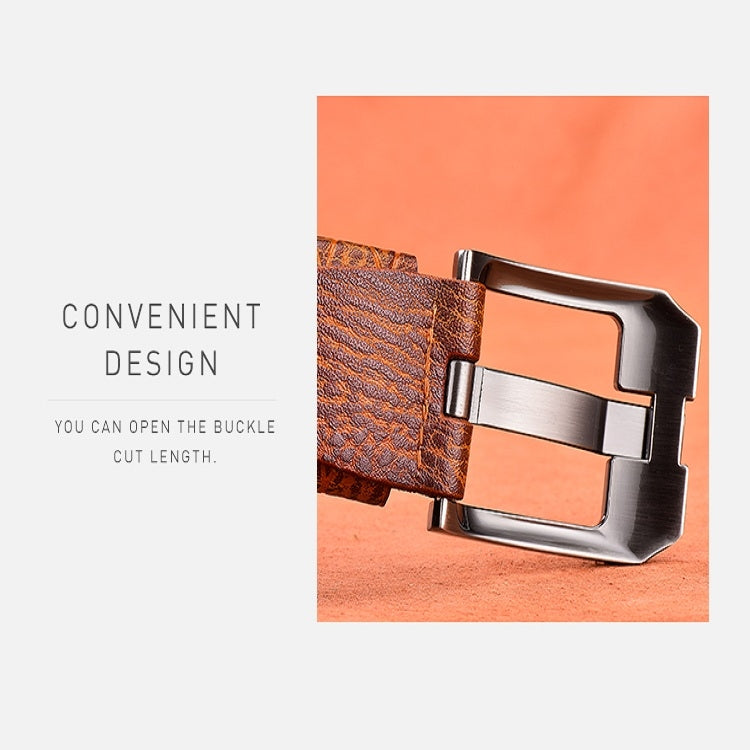 Men Vintage Crocodile Textured Leather Belt, Belt Length:125CM(Brown) - Belts by PMC Jewellery | Online Shopping South Africa | PMC Jewellery