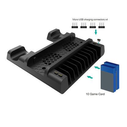 DOBE For PS4 / SLIM / PRO Multi-function Cooling Base Cooling Fan + Disc Rack + Dual Charge with LED Lights - Charger & Power by DOBE | Online Shopping South Africa | PMC Jewellery | Buy Now Pay Later Mobicred