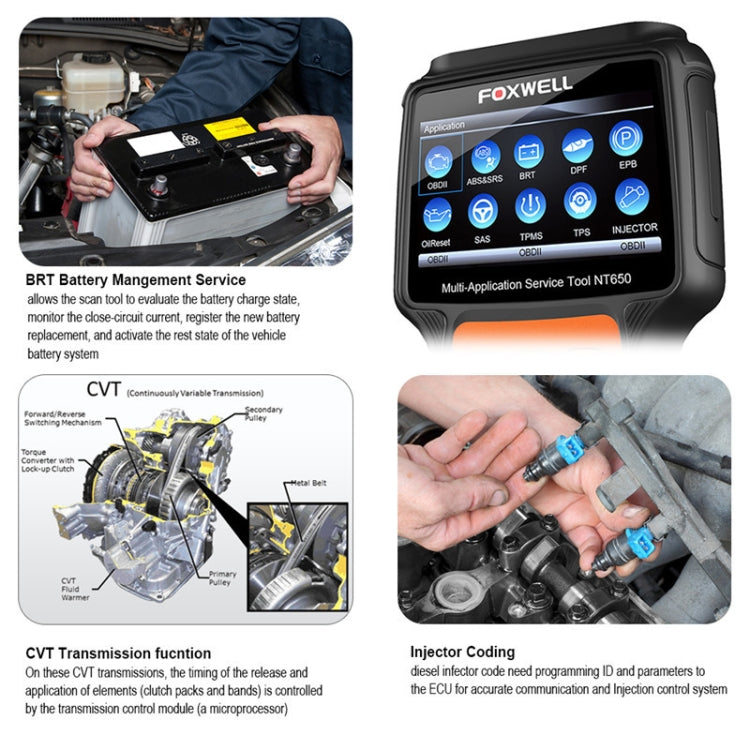 FOXWELL NT650 Elite OBD2 ABS SRS Airbag SAS Scanner Car Diagnostic Tool Auto Scanner(Black) - Code Readers & Scan Tools by PMC Jewellery | Online Shopping South Africa | PMC Jewellery