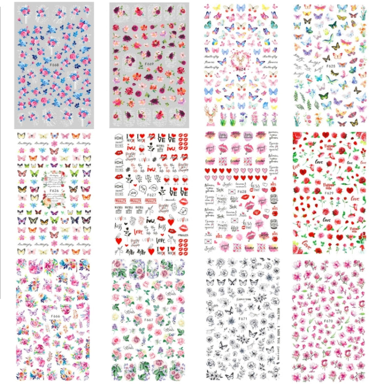 10pcs 3D Adhesive Butterfly Retro Rose Color Nail Art Sticker(F-624) - free shipping - PMC TechLife - Order now!
