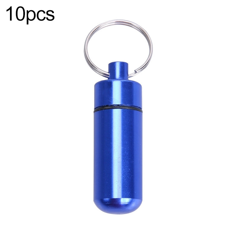 10pcs Portable Sealed Waterproof Aluminum Alloy First Aid Pill Bottle with Keychain(Blue) - Emergency Tools by PMC TechLife | Online Shopping South Africa | PMC TechLife