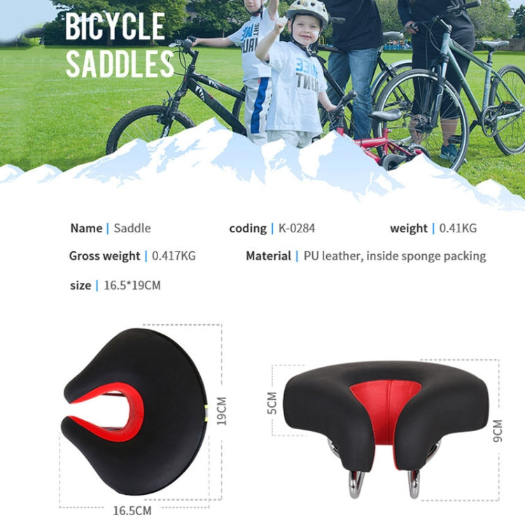 Noseless Bicycle Saddle Mountain Bike Thickened  Soft Cushion(Red) - Bicycle Saddle by PMC Jewellery | Online Shopping South Africa | PMC Jewellery