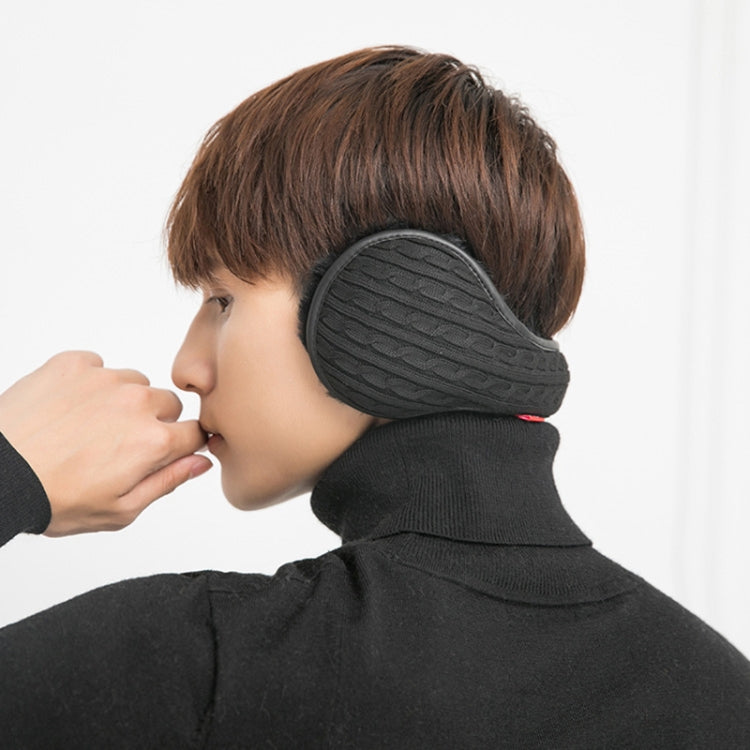 Winter Warm Wool Ear Bag Back-Wearing Foldable Plush Earmuffs, Size:Free Size(Black Twist Yarn) - Bomber Hats by PMC Jewellery | Online Shopping South Africa | PMC Jewellery