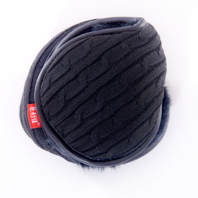 Winter Warm Wool Ear Bag Back-Wearing Foldable Plush Earmuffs, Size:Free Size(Black Twist Yarn) - Bomber Hats by PMC Jewellery | Online Shopping South Africa | PMC Jewellery