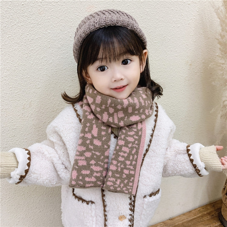 Autumn and Winter Warm All-Match Leopard Texture Color Matching Children Knitted Scarf, Size:122 x 20cm(Light Blue) - Scarf by PMC Jewellery | Online Shopping South Africa | PMC Jewellery