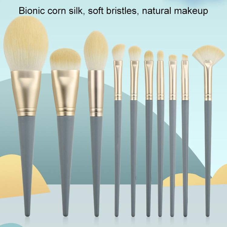 10 PCS / Set Makeup Brush Corn Silk Fiber Hair Loose Powder Brush Face And Eye Makeup Brush, Style:With Silver Bag - Makeup Brushes by PMC Jewellery | Online Shopping South Africa | PMC Jewellery